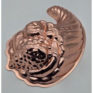 Vtg 60s Cornucopia Baking Mold Copper Color 10.25" Hong Kong Wall Kitchen Decor